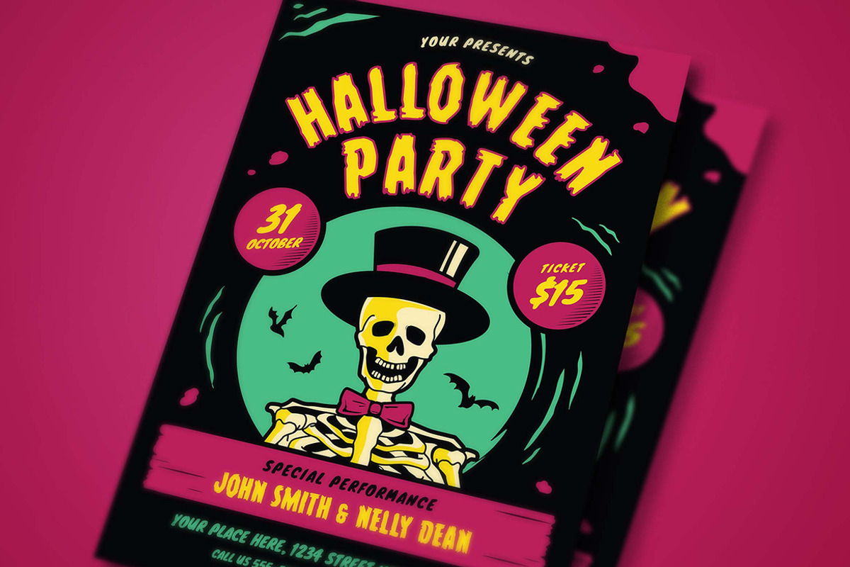 Retro Halloween Party Event Flyer, a Flyer Template by VectorVactory (Photo 2 of 3)