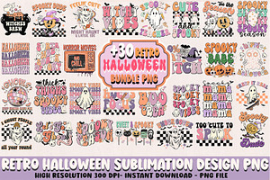 Retro Groovy Halloween Bundle PNG