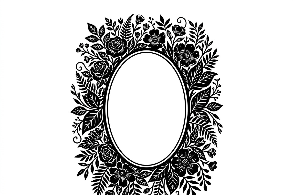 50 Elegant Floral Oval Mirror Frame, a Decorative Illustration by Amazin_art (Photo 25 of 26)