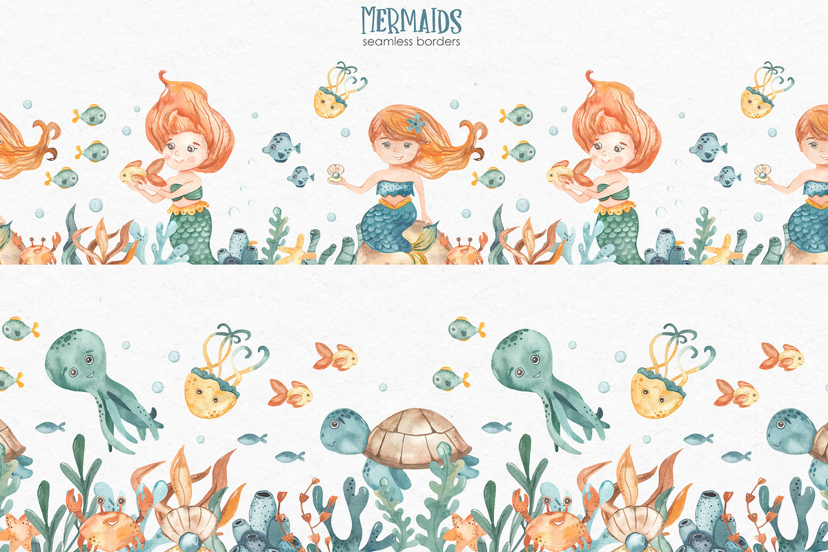 Mermaids watercolor collection, an Animal Illustration by Marina Ermakova (Photo 12 of 16)