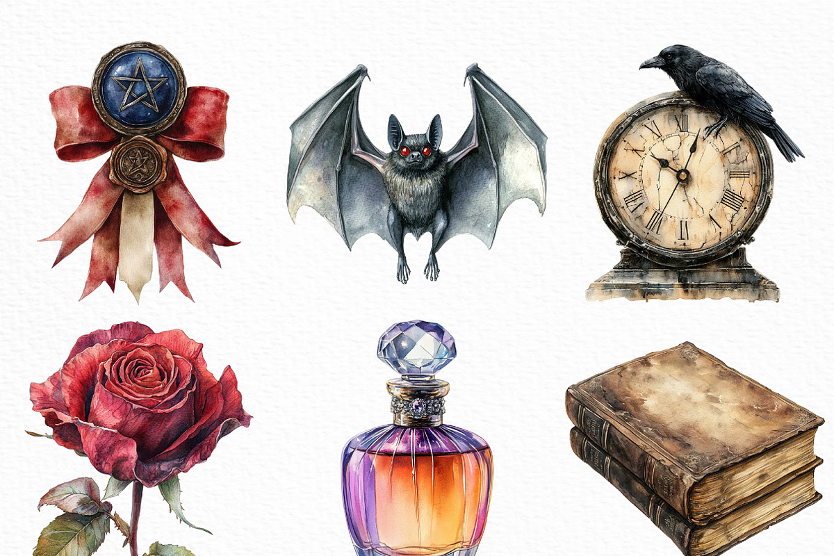Watercolor Dark Gothic Core Clipart, an Illustration by Craft Nest (Photo 4 of 6)