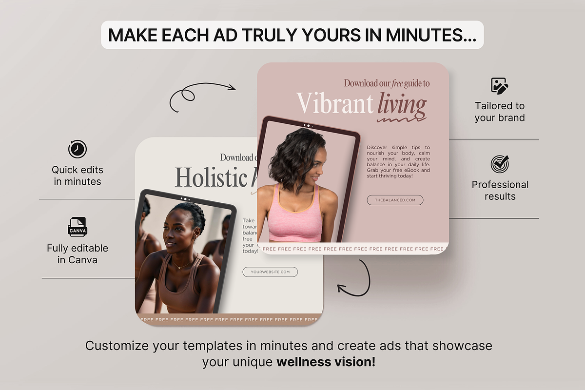 Wellness Static Ad Templates Canva, a Social Media Template by DigiPax (Photo 7 of 11)