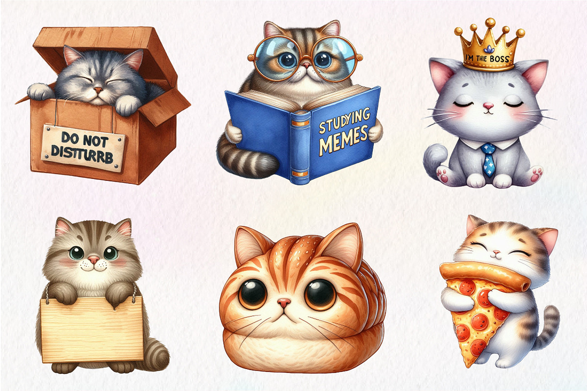 Funny Meme Cats Sublimation Clipart, an Illustration by CreationArt (Photo 3 of 5)