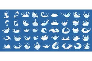 Cartoon milk splashes set. White, a Food Illustration by Stock-Smart-Start