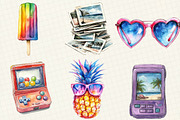 90s Retro Summer Clipart, an Illustration by OK Design (Thumbnail 3 of 5)