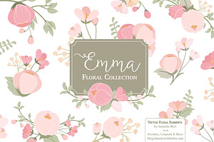 Soft Pink Flower Clipart & Vectors, an Illustration by Amanda Ilkov