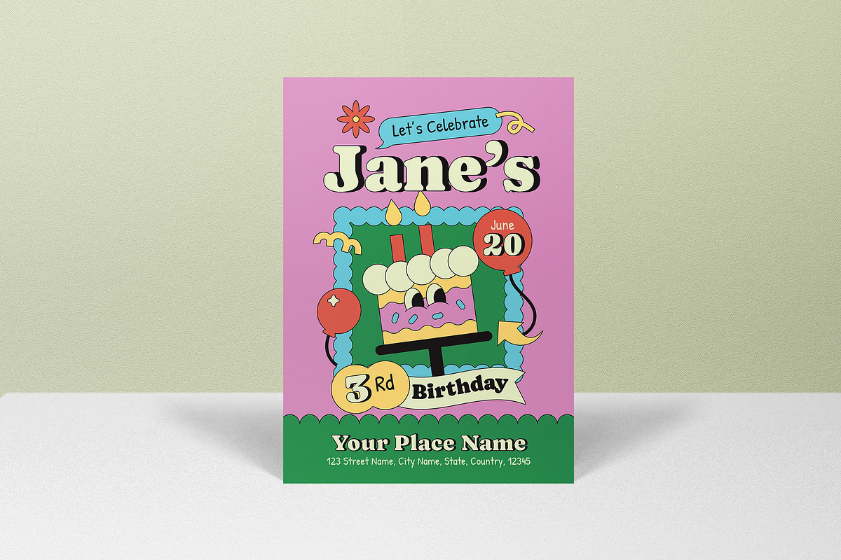 Cartoon Kids Birthday Invitation, an Invitation Template by graphicook (Photo 2 of 3)