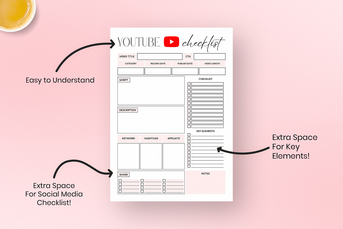 Youtube Checklist Printable, a Print Template by Snapybiz