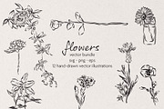 Flowers Vector Bundle, a Decorative Illustration by Little Gremlin (Thumbnail 1 of 9)