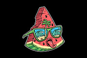 Cute watermelon and beach glasses, a Food Illustration by gunaonedesign (Thumbnail 1 of 5)