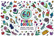 60 Funny Doodle + 14 Patterns, an Object Graphic by Apolinarias Art (Thumbnail 1 of 9)