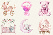 Pink Baby Girl Nursery Clipart, an Illustration by OK Design (Thumbnail 5 of 5)