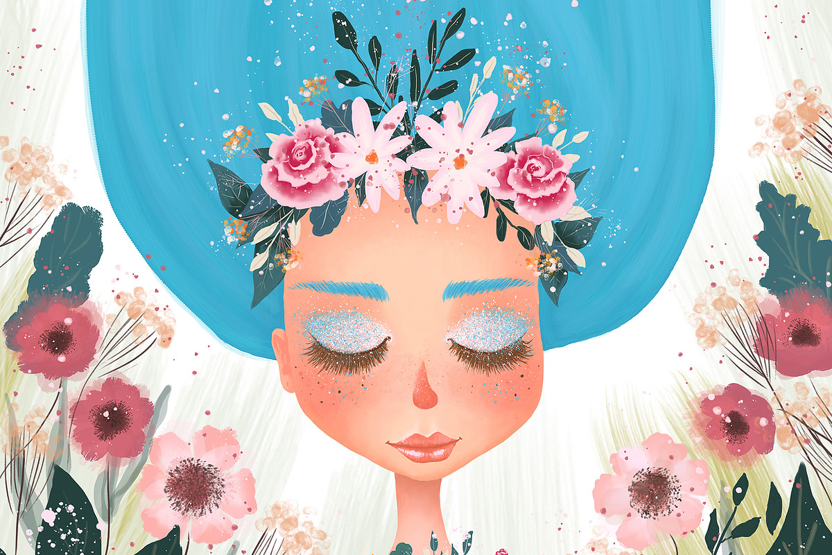 Floral Tea Girl Illustration, a Decorative Illustration by Chloe's Illustrations (Photo 2 of 10)