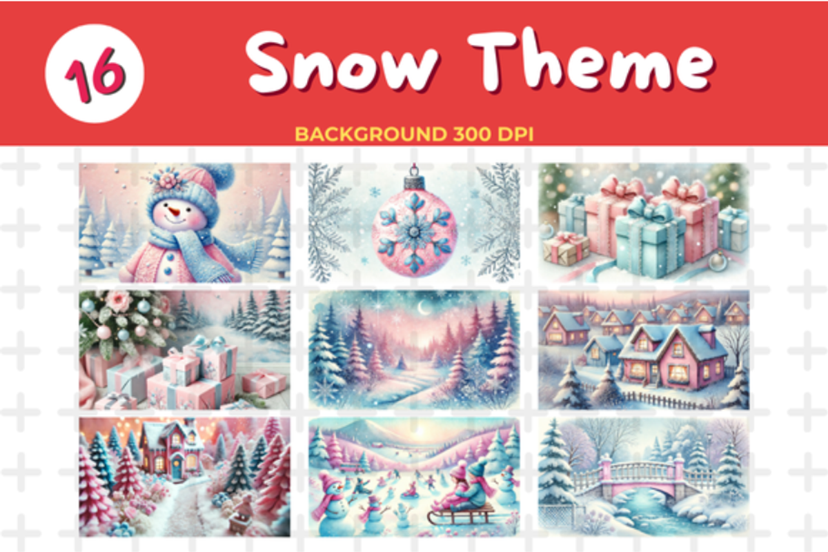 Watercolor Pastel Pink and Blue Snow, a Seasonal Illustration by John_Walker (Photo 4 of 5)