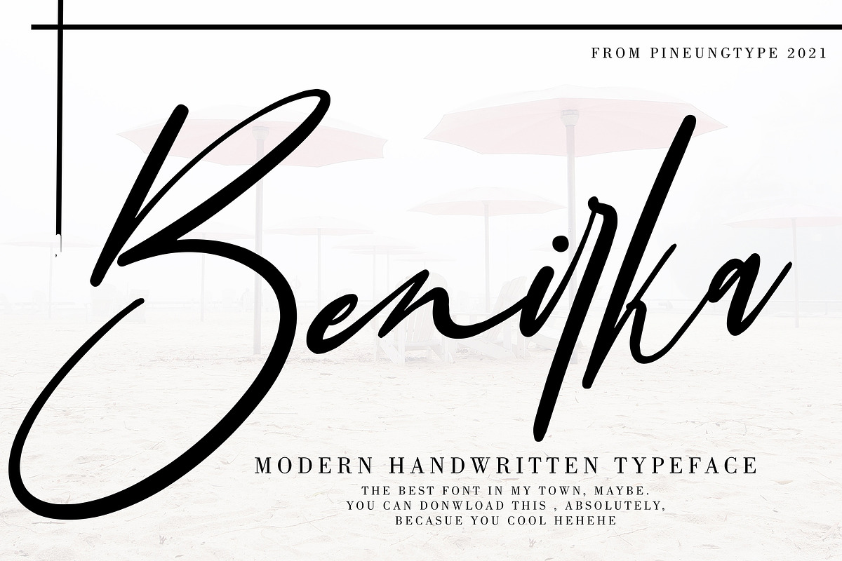 Benirka, a Script Font by pineungtype (Photo 1 of 11)