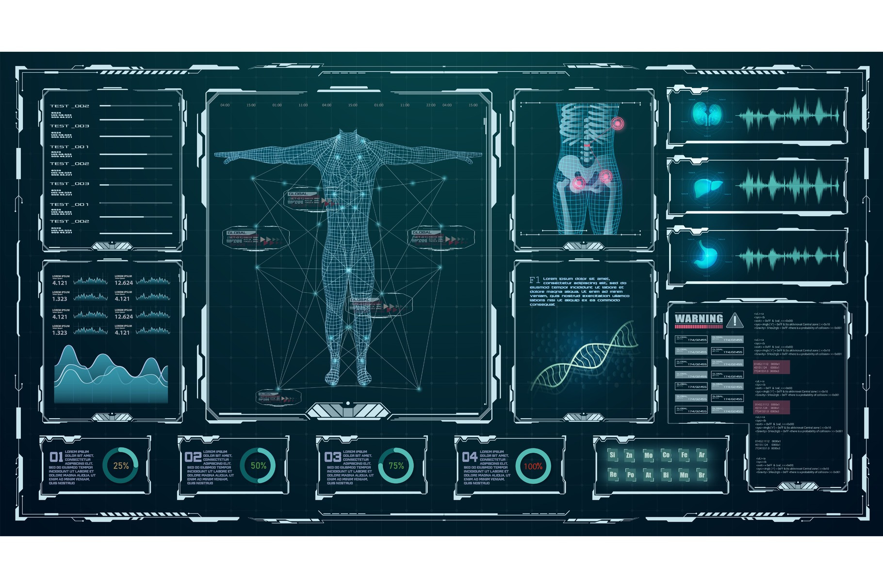 Head Up Display HUD UI,GUI for, a Healthcare Illustration by ZinetroN