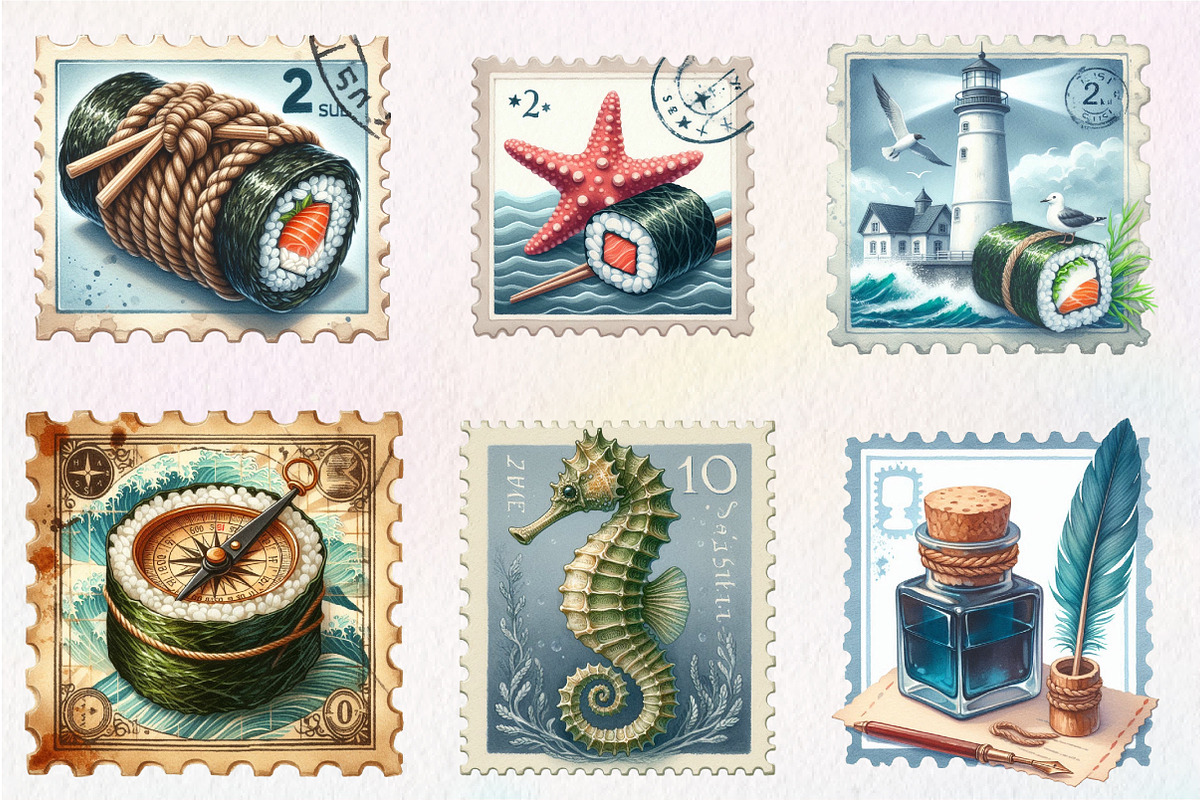Nautical Vintage Stamp Clipart, an Illustration by CreationArt (Photo 5 of 5)