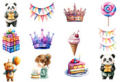 Birthday Watercolor Cliparts, an Illustration by Designworld (Thumbnail 2 of 5)