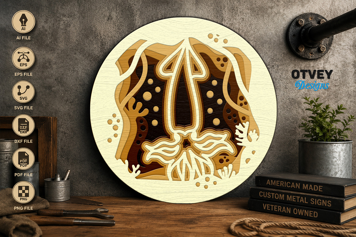 Sea Animals Mandala 3D Layered 6, an Animal Illustration by OTVEY DESIGN (Photo 3 of 7)