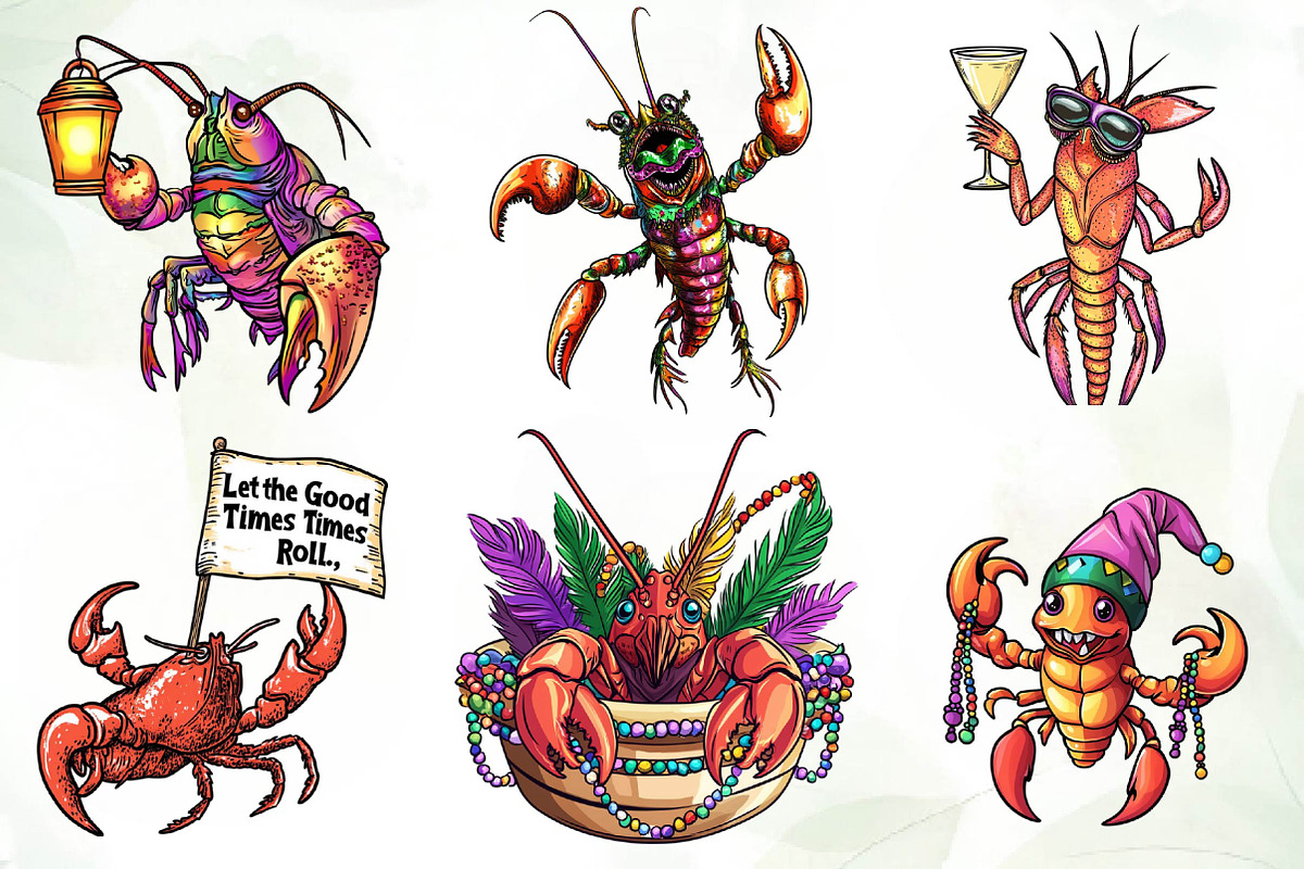 Mardi Gras Crawfish Sublimation, an Illustration by CreationArt (Photo 3 of 5)