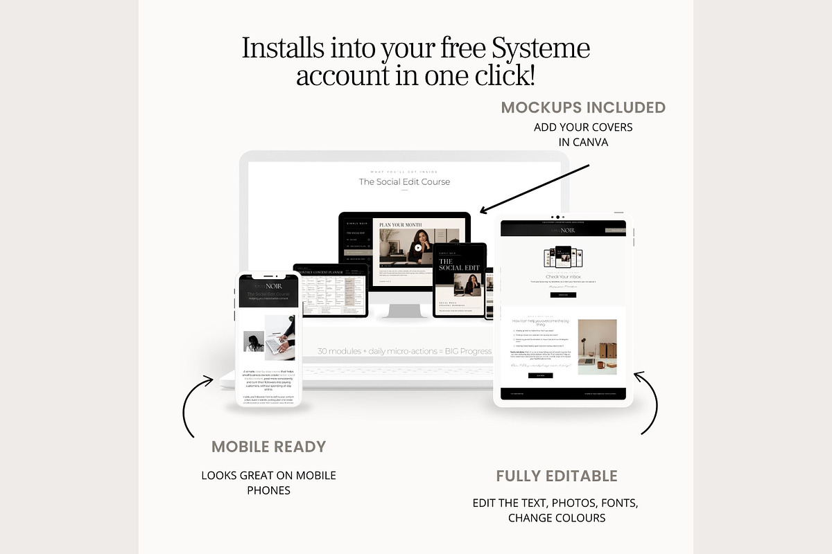 Systeme.io Simply Noir Funnel, a Landing Page Template by Hayley's Digital Hub (Photo 5 of 10)