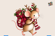 Whimsical Christmas Mouse Gift, a Seasonal Illustration by Printable Design Store (Thumbnail 1 of 3)