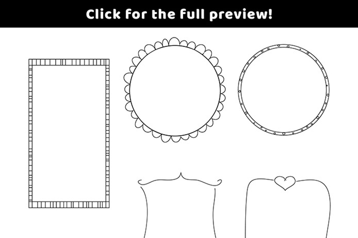 8 Doodle Frames Hand Drawn Clipart, a Decorative Illustration by The ...