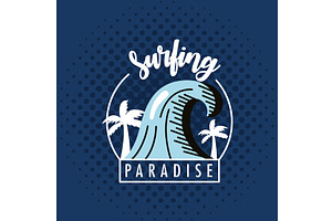 surfing paradise poster, an Object Illustration by studiogstock