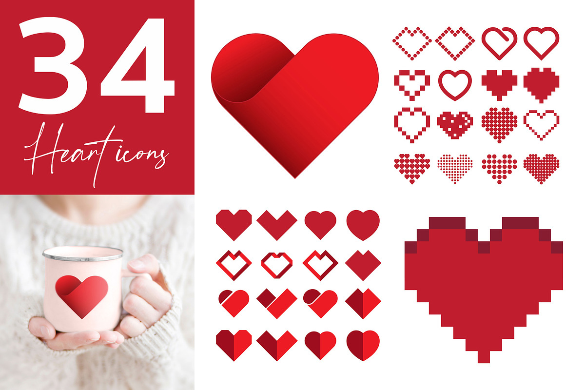 34 Red Heart icons., an Icon by Paperboxshop (Photo 1 of 6)