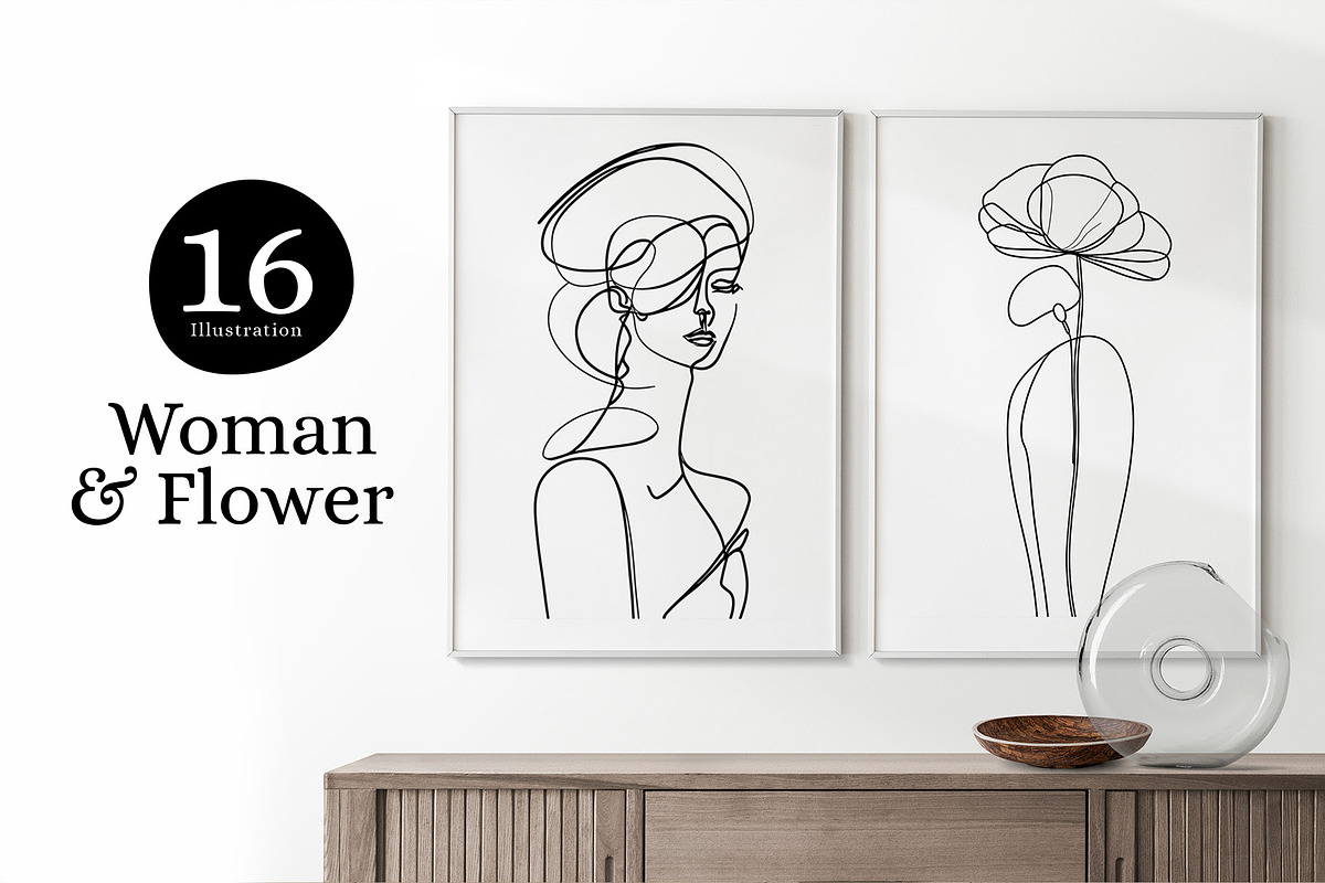 One Line Woman Flower Illustration, a Person Illustration by Vibrand Studio (Photo 1 of 11)