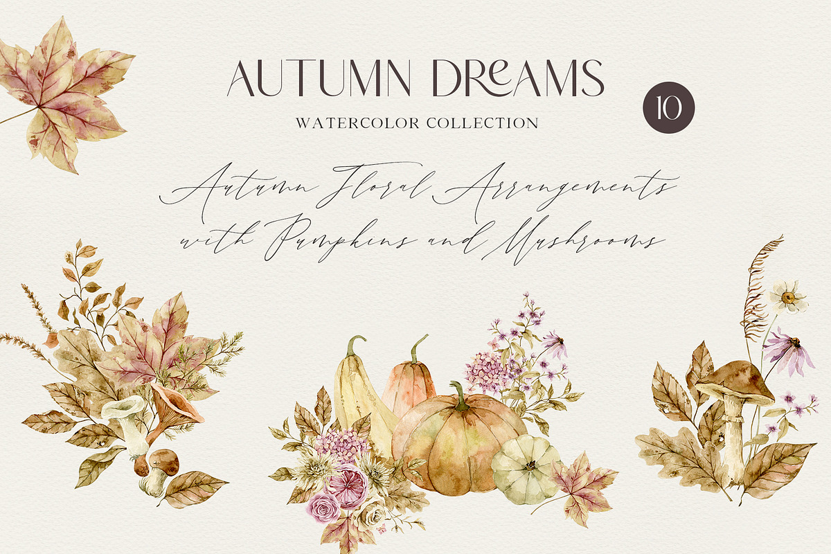AUTUMN DREAMS watercolor collection, a Seasonal Illustration by long summer (Photo 3 of 18)