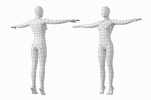 Natural Female And Male In T-Pose