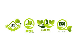 Bright Green Eco Label and Organic, an Object Illustration by TopVectors