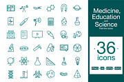 Science icon set Flat line icons, an Icon by OctoPaper (Thumbnail 1 of 2)