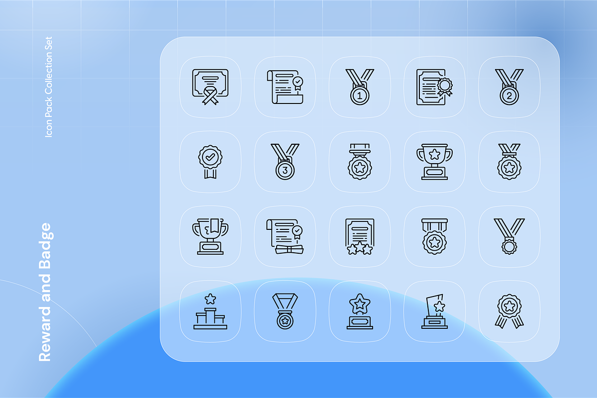 Reward and Badge Icon Set, an Outline Icon by Nathaya Studio (Photo 2 of 2)