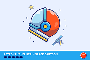 Astronaut Helmet In Space Cartoon