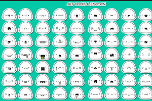 Set 70 Stickers Cute Doodle Emotions