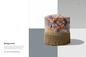 Fringed Velvet Footstool Mockup Set