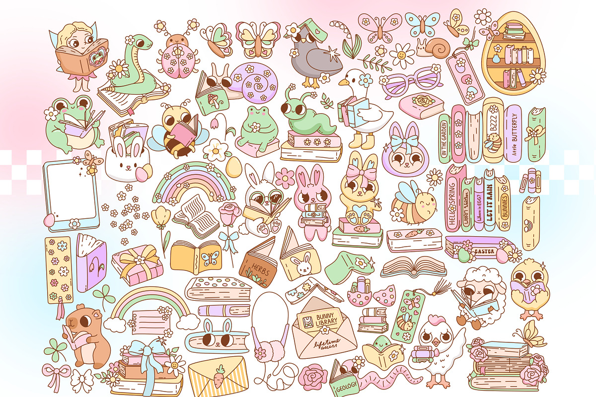 Spring Bookish Clipart Bundle, a Seasonal Illustration by Huxmay (Photo 2 of 7)