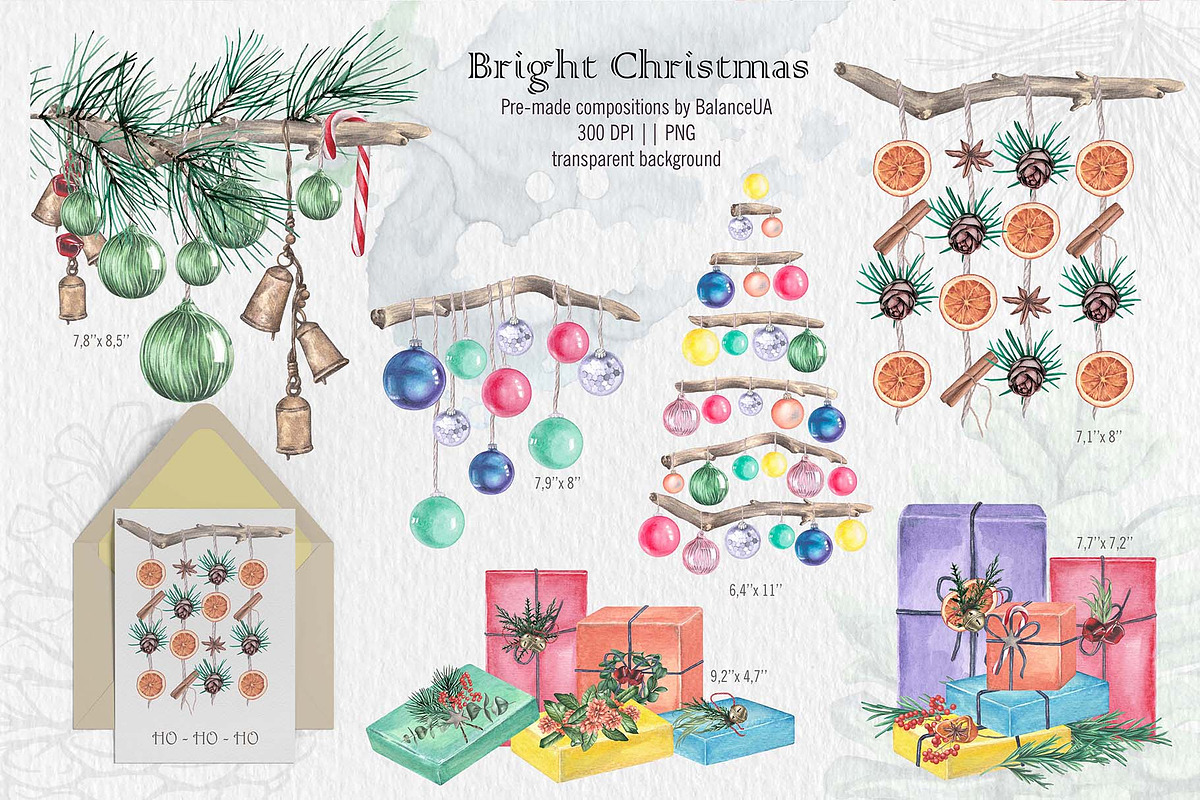 Christmas Watercolor Illustrations, a Decorative Illustration by BalanceUA (Photo 2 of 18)
