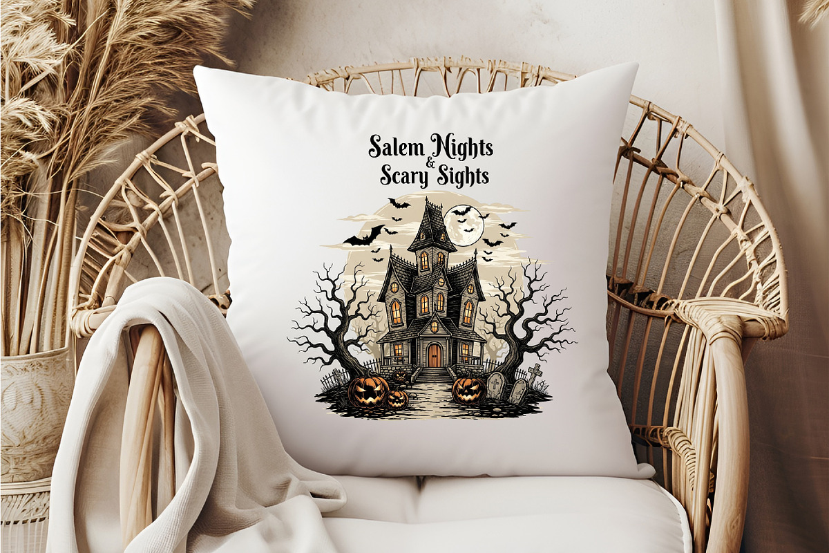 Halloween Horror House Salem Night P, an Illustration by DreamCafeArt (Photo 6 of 7)
