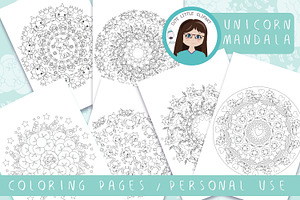Unicorn mandala, a Pattern Graphic by Cute Little Workshop
