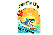 Shark Surf and Sun Fun, an Animal Illustration by Sharon Schwalbe (Thumbnail 1 of 2)