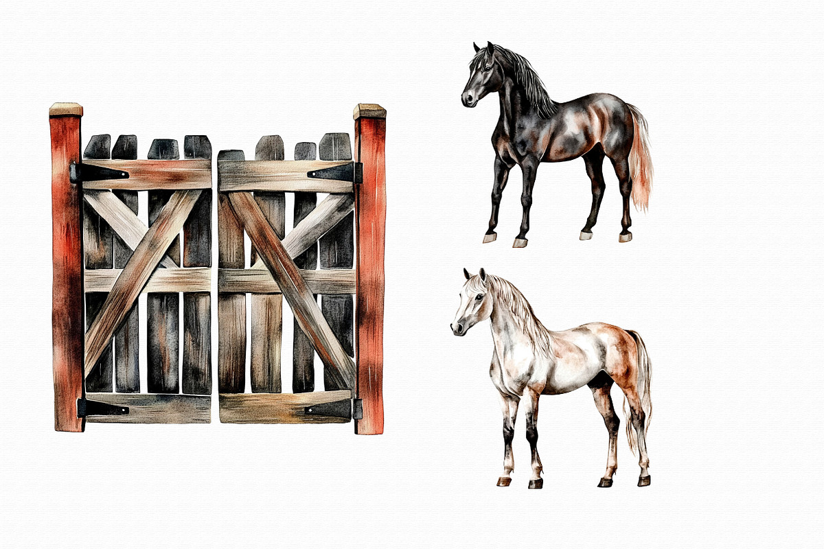 Watercolor Horse Clipart, an Illustration by Libby Wishes (Photo 3 of 4)