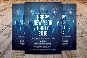 New Year Party 2018 Flyer, a Flyer Template by Madhabi Studio