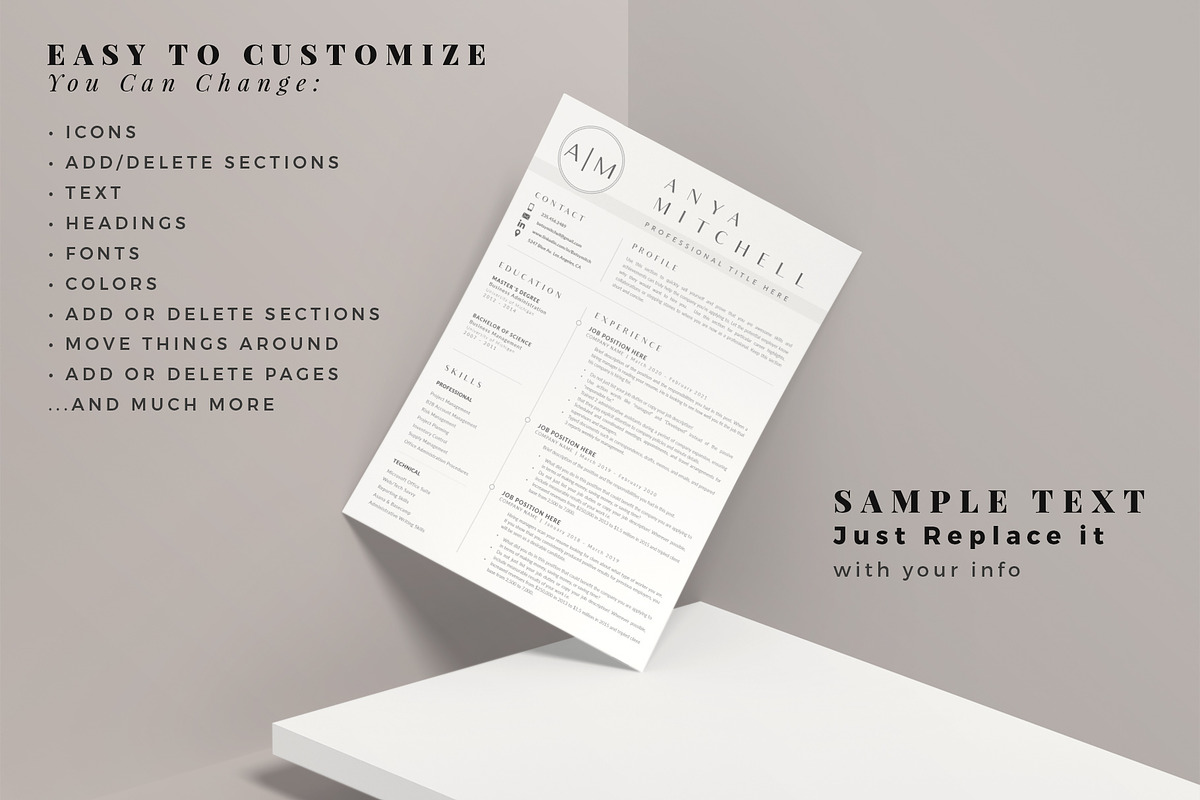1, 2 and 3 Page Resume CV Design, a Resume Template by HIRED Design Studio (Photo 9 of 12)