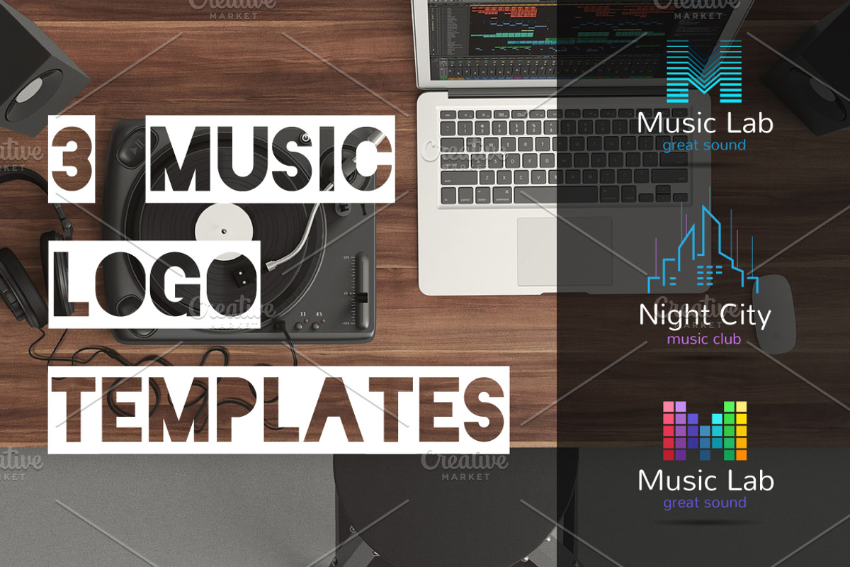 Music Beat. 3 Logos Set, a Branding & Logo Template by Trapezoid (Photo 1 of 4)