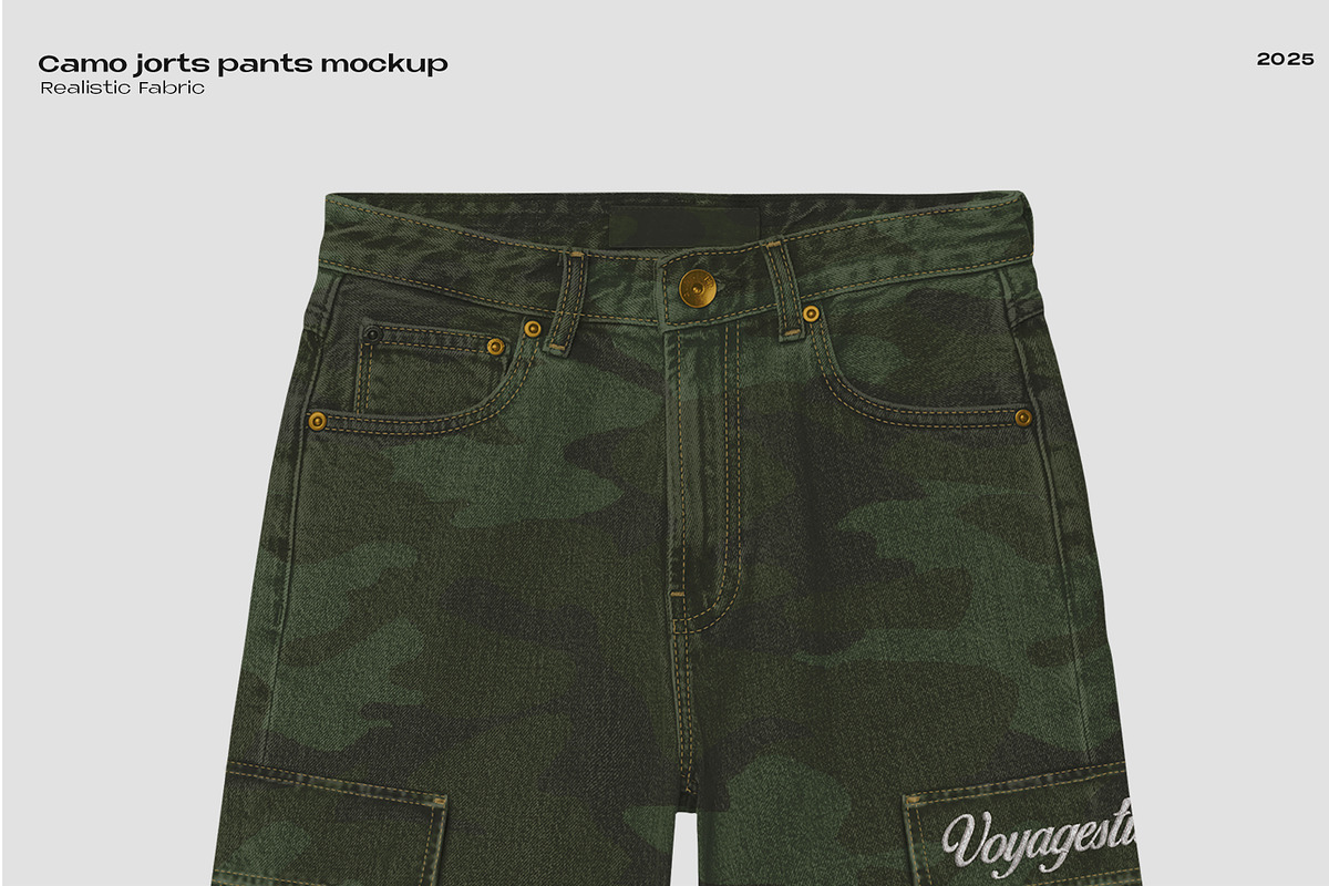 Camo jorts pants mockup, a Bottom Mockup by Voyage Studio (Photo 2 of 3)