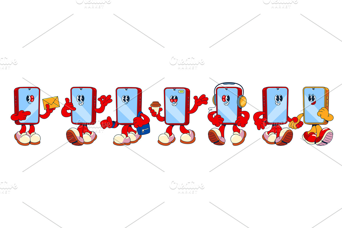 Set of cartoon mobile phone, a Technology Illustration by art PVP - market