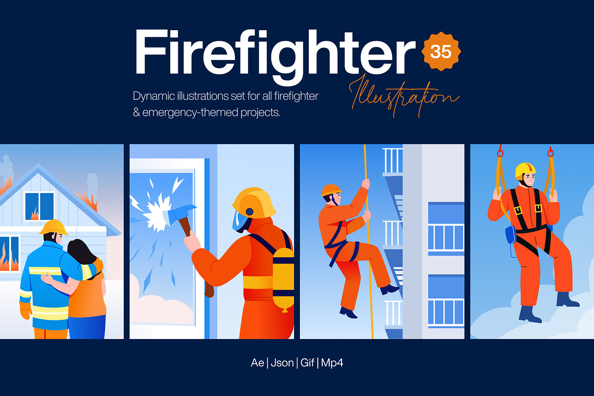 Animated Firefighter Illustration, a Work Illustration by Brickclay (Photo 1 of 4)